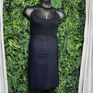 BCBGMAXAZRIA Skirt Women 12‎ Blue Stripe Wool Blend Straight Pencil Career 2583